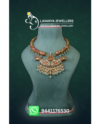 22kt Gold Kundan Kanti Necklace with Emeralds and Pearls