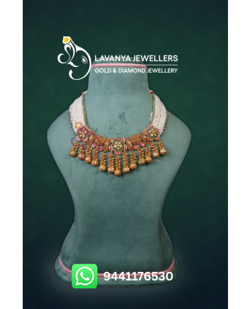 Gold Kundan Necklace An Heritage Look With Original Pearls And Emeralds