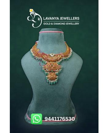 Gold Traditional Kundan Jalebi Necklace With No Idols