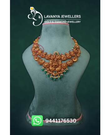 22Kt Lightweight Gold Nakshi Double Step Necklace