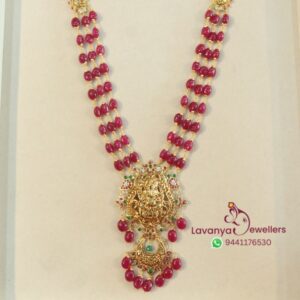 916/22ct Ruby Beads Haram With Ganesh Pendant